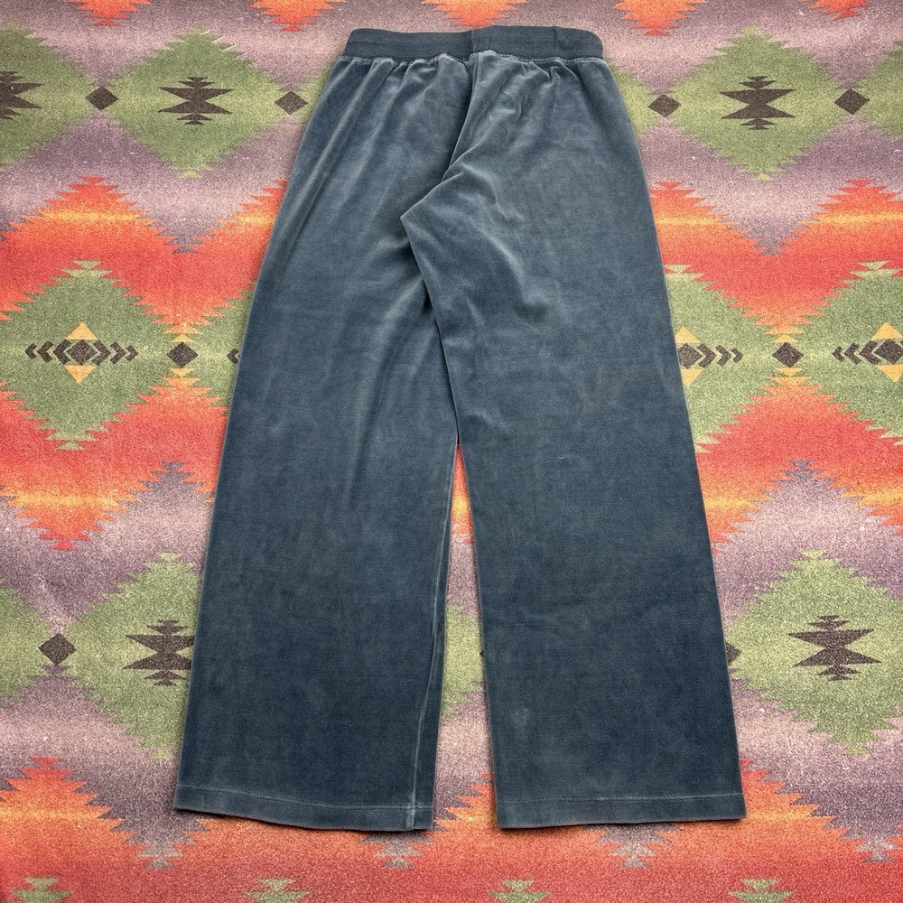 Vintage Y2K Juicy Couture Track Pants Size Medium Blue Low Rise Wide Leg Velour - Picture 3 of 11